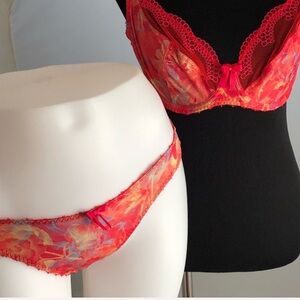 Freya Tropics multicolor bra and bikini panty 36DD/M
